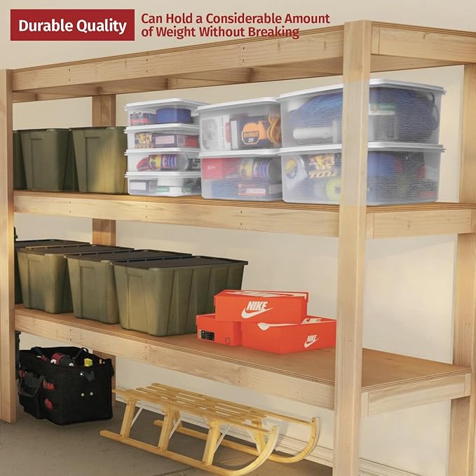Plastic Storage Containers with Lids - 11L Airtight Bins Clear Stackable Organizing Bins for Food, Pet Food, Rice, Toy Storage, Garage, Pantry