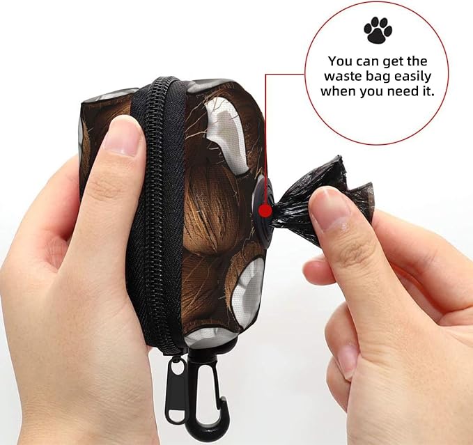Coconut Pet Waste Bag Dispenser 0.2L | Portable Dog Poop Holder Waste Bag With Zipper Park Doggy Walking Accessory