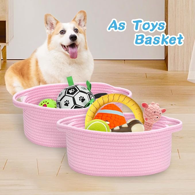 ABenkle Small Woven Easter Basket with Handle, 12x8x5 inches, Durable Storage Basket, Gift Wrap Ready with Ribbon