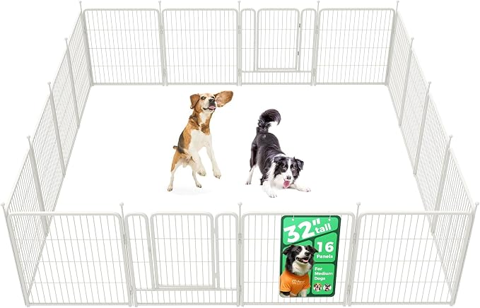 FXW Rollick Dog Playpen, Indoor, Yard & RV Camping, 32" H, 16 Panels | Easy setup, Heavy-duty, DIY layouts, for Small & Medium Dogs, Patented