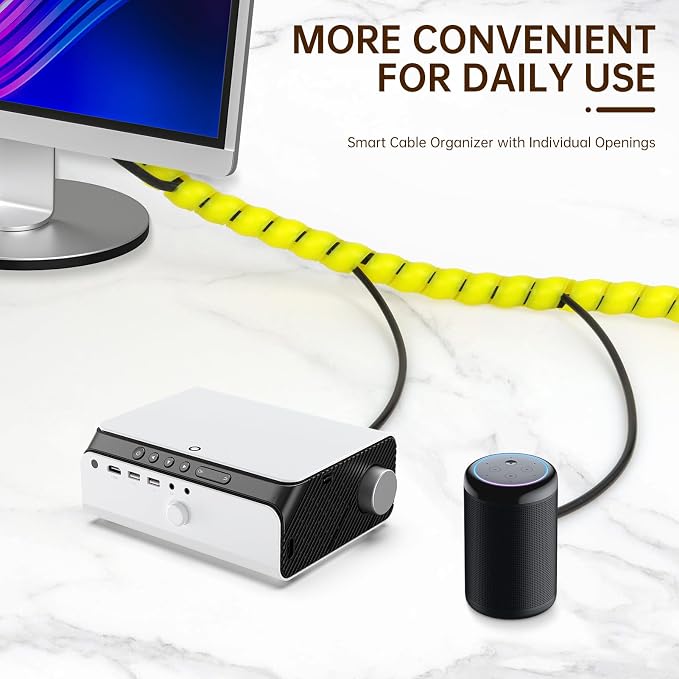 Spiral Cable Wrap, 10ft Cable Sleeves for Cords, Flexible Cable Management Sleeve for Computer, Power, Audio & Video Cords (Yellow, 5/16")