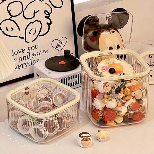 Mini Clear Coffee Pod Holder with Lid-Small Food Storage Organizer Bins-Clear Plastic Bins for Pantry, Kitchen-Cabinet Organization and Storage (3.2L/0.8 Gallon)