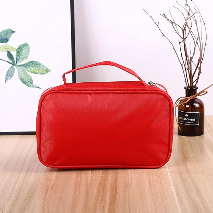 4 Pack First Aid Bag Empty Portable Mini Emergency Storage Red | Camping & Hiking Use, Home & Travel Ready, Compact & Lightweight, Zippered Closure, Survival Kit Organizer