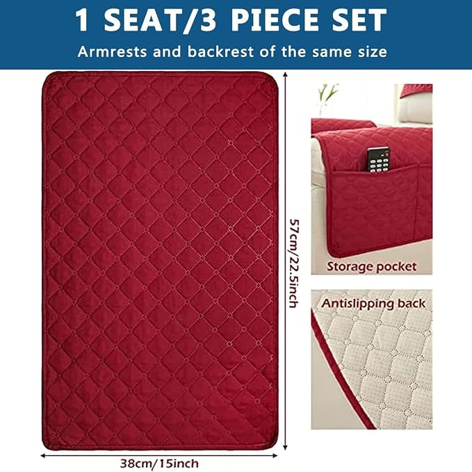 Armrest Covers Armchair Slipcover, Couch Arm Covers Recliner Covers with Storage Pockets Armrest Protector for Chair Sofa(Camel,3 Seat | 5 Piece Set)