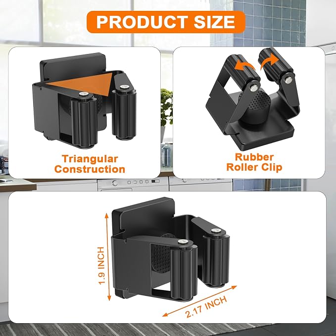 Strong Magnetic Mop Broom Holder, 4 Pack | Heavy Duty Magnetic Mop Hanger, For Refrigerators,Laundry Room Garage Kitchen Workshops