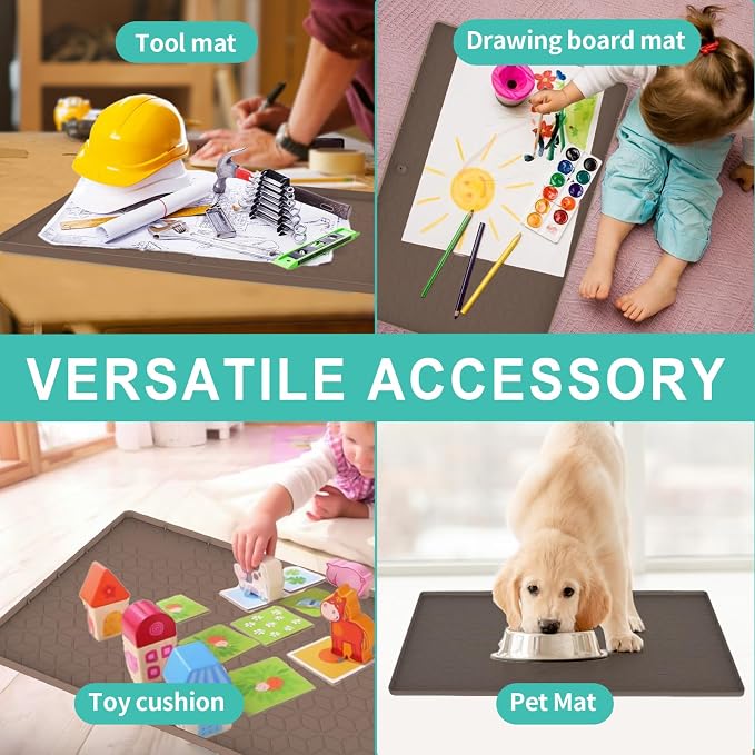 Under Sink Mat, 14"x22" Under Sink Mats for Kitchen, Silicone Waterproof Under Sink Liner, Sink Cabinet Organizer Tray with Drain Hole