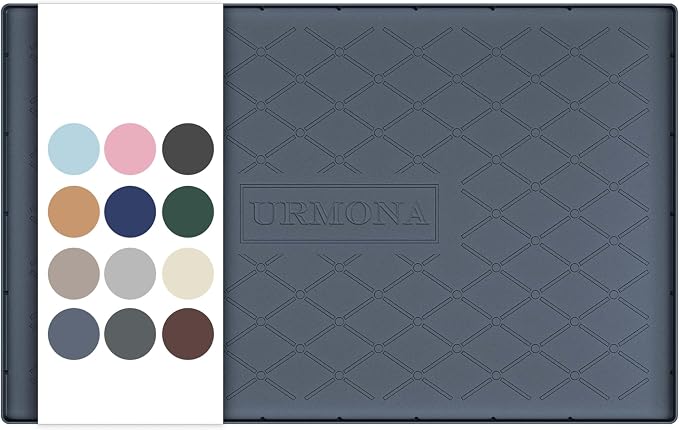 URMONA 34" x 22" Waterproof Silicone Mat in Multiple Sizes & Colors, Under Sink Mat for Kitchen & Bathroom, Pet Food Pad for Dogs & Cats, Kitchen Cabinet Liner, Multi-Purpose for Storage(Dark Grey)
