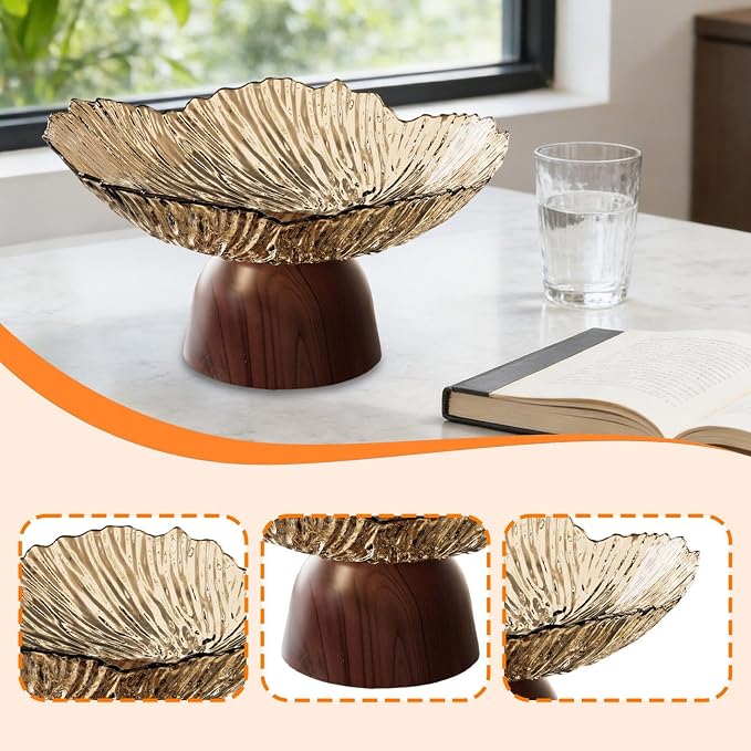 Pedestal Fruit Bowl: Elegant Fruit Bowl with Stand, Decorative Serving Tray And PET Organizer for Dining And Home Parties, gold