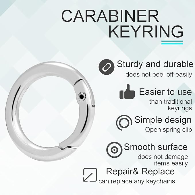 CooBigo 3/4 Inch Trigger Spring O Rings, Metal Round Carabiner Clip Snap Hook, Keyring Buckles for Replacement Purse Strap, Paracord Lanyard , Keychain Rings Hardware DIY Crafts Making 10pcs Sliver
