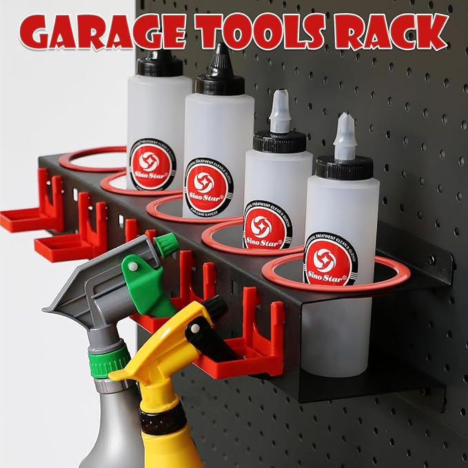 Spray Bottle Holders, Spray Bottle Rack Storage,2 Pack with Cleaning Brush | Wall Mounted Spray Paint Can Rack,Spray Bottles Holders Wall Mount, Spray Can Holder Rack,Cleaning Detailing Tools