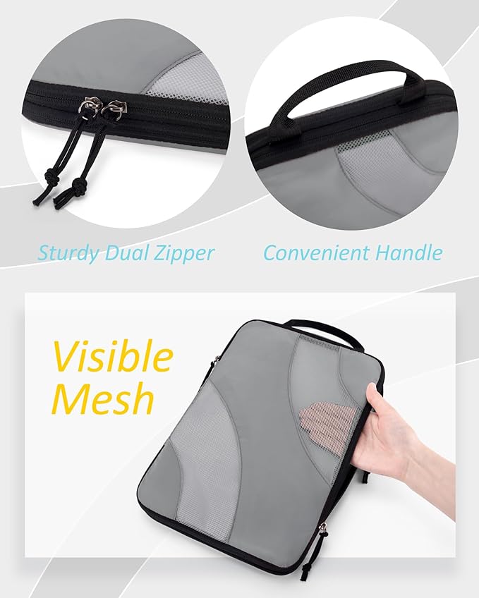 BAGSMART Compression Packing Cubes for Travel | Lightweight suitcase organizers bag set, space-saving double zipper expansion for carry-on luggage & travel organization