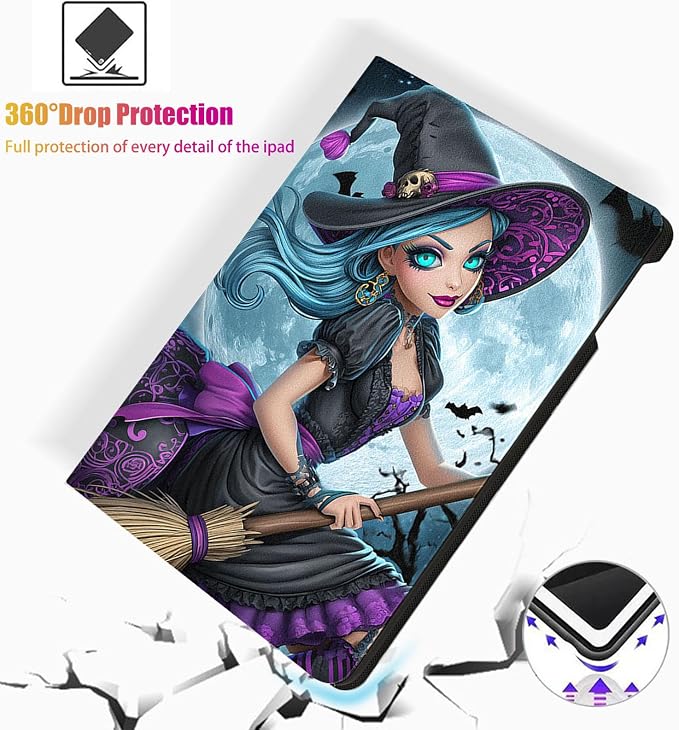 for Microsoft Surface Go 4/3/2/1-10.5" 2021 Tablet Case,Auto Wake/Sleep,Adjustable Stand Protective Cover - Halloween Witch