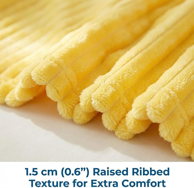 Yellow Dog Blanket, Emotional Support Blanket Yellows for Dogs, 1.5cm (0.6in) Wide Wavy Design, Soft Polyester Pet Throw for Couch Bed Crate Travel, Multiple Sizes (Blue, 70 * 100 cm/27.55 * 39.37in)