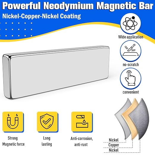 FINDMAG Small Bar Magnets, 100 Pack 20x5x2mm, Strong Rare Earth Magnets | Slim neodymium magnets with a flat rectangular profile; for lockers, whiteboards, crafts, office organizers and models