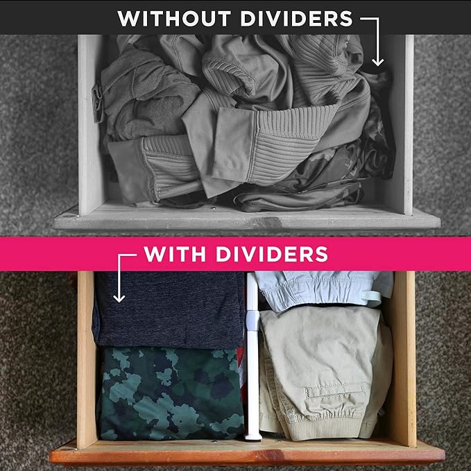 8 Drawer Organizer and Dividers, Organize Silverware and Utensils in Home Kitchen, Divider for Clothes in Bedroom Dresser, Designed to Not Snag Underwear and Bra Fabrics, Bathroom Storage Organizers
