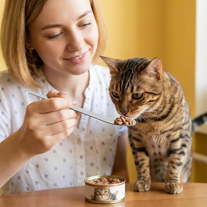 2 Pcs Dog Cat Spoon Pet Can Spoons Stainless Steel Can Scoop Portable Pet Feeding Spoon Long Handle Food Scoop Wet Food Storage Feeder for Wet Foods and Cans