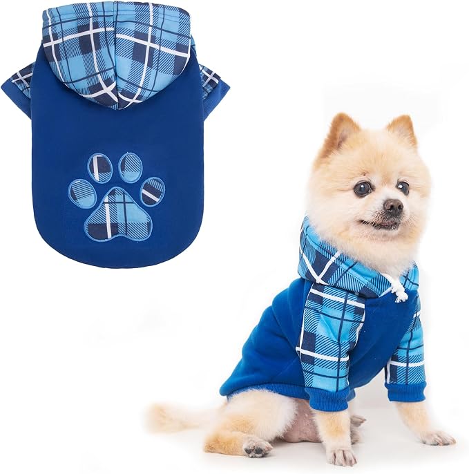 Plaid Dog Hoodie Pet Clothes Sweaters with Hat