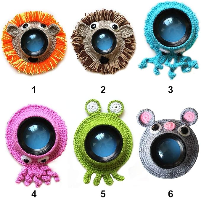 Shutter Hugger,Camera Lens Stand Camera Buddies Shutter Hugger Photography Props, Handmade Pet Knitted Lens Accessories Pet for Portable Video Devices(Color:Blue)