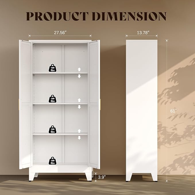 61" H Metal Storage Cabinets,Garage Cabinet,Broom Closet Storage Cabinet,Blue Storage Cabinets,Utility Cabinet