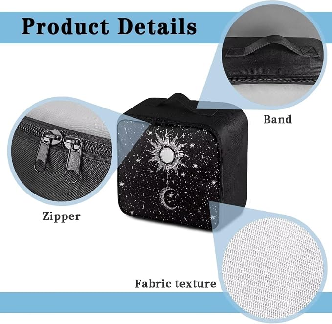 Rnyleeg Black First Aid Kit Bag Empty Emergency Medical Trauma Bag Compact Lightweight First Aid Bag for Home Car Camping Hiking Sun Moon Star Pattern