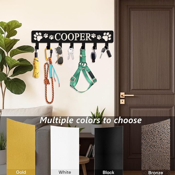 Personalized Dog Leash Holder with Name Custom Dog Leash Holder for Wall Key Hooks Wall Mount Personalized Pet Accessory Wall Organizer for Entryway Hallway