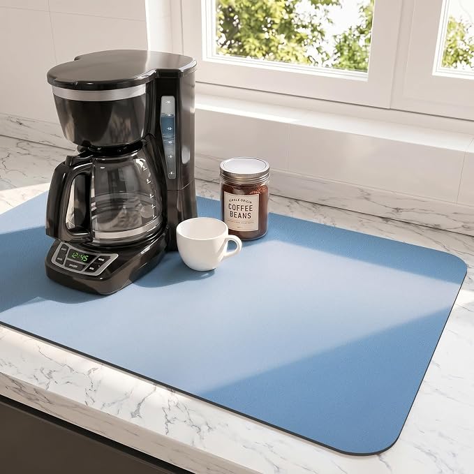 Ecotrim Coffee Mats for Coffee Bar Accessories, Blue 12" x 19"