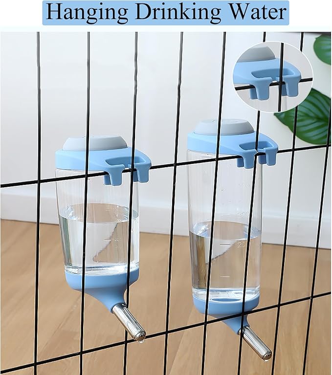 Dog Crate Water Bottle Dispenser - No Drip Dog Kennel Water Dispenser & Cage Bottle - Easy-to-Use Water Bottle for Cat Crate - Perfect for Keeping Your Pet Hydrated (Blue)-500ML