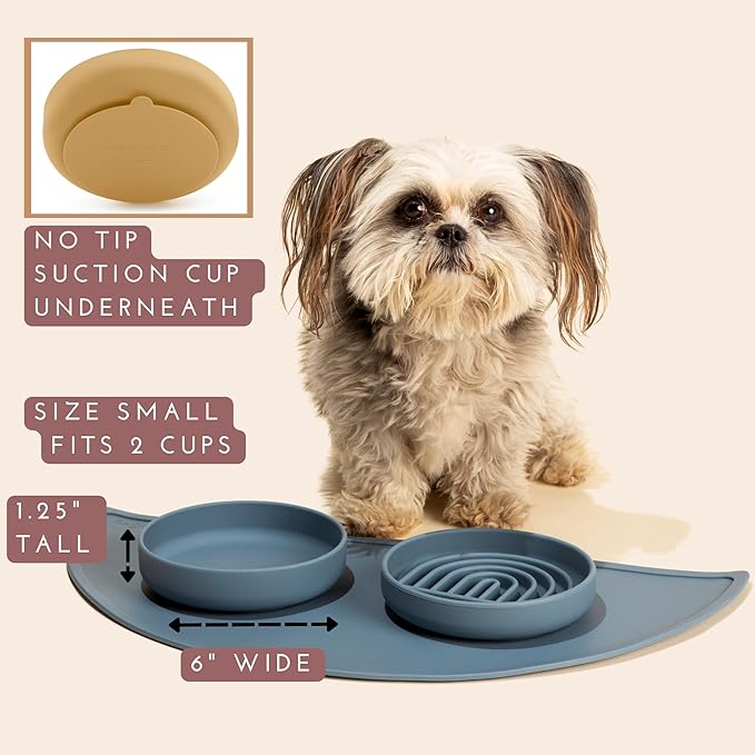 Should We Go? Dog Water Bowl - The Perfect Dish No-Spill, Less Mess Non-Tippable Water & Food Bowl, Pure Silicone with Suction Cup, Fits 2 Cups 6” Across x 1.25” Tall, Ideal for All Pets, Small-Sage