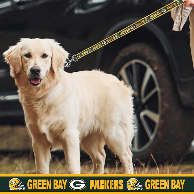 NFL PET Green Bay Packers Dog Leash, Medium Football Team Leash for Dogs & Cats - Shiny & Colorful, Licensed by The NFL
