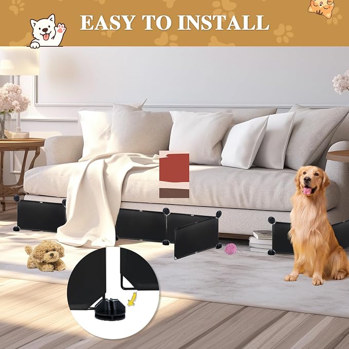 Under Couch Blocker, 6.7" H x 167" L in Total Couch Blockers for Pets, Adjustable Under The Couch Blocker Prevents Pets Under Furniture, Black