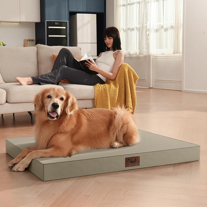 Waterproof Orthopedic Outdoor Dog Bed XL for Extra Large Dogs | Egg Crate Foam for Joint Support, TPU Waterproof Layer, Machine Washable 1680D Oxford Cover, 44 x 32 Inch, Up to 90 lbs