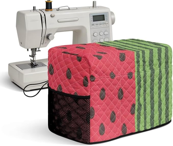 Sewing Machine Cover Polyester Febric Watermelon Fruit Stripe | Dust Pet Hair Protection,Quilting Design,Fits Standard Singer,Brother Janome Machines,Protecting Decorating Your Sewing Space