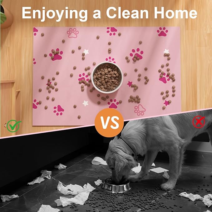 Pet Feeding Mats 16"x24"- Absorbent Dog Mat for Food and Water, Large Pet Food Mat, Rubber Mat for Dog Bowls, Pet Food Mats for Floor, Mat for Cat Food and Water Bowls