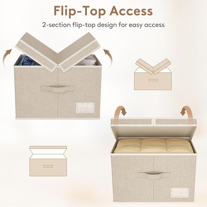 Lifewit Fabric Foldable Storage Bins with Lids and Handles,34.5L,5 Pack