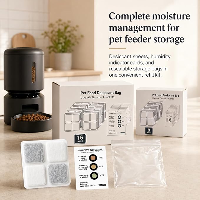 32Pcs Pet Food Desiccant Bags for Petlibro Automatic Cat dog Feeders - Keeps Pet Products Dry and fresh, Moisture Absorber, for Model PLAF001, PLAF101, PLAF005, PLAF006, PLAF103, PLAF203