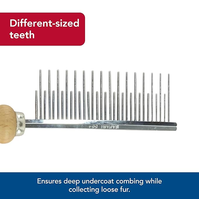 Coastal Pet Safari Dog Shedding Combs - Dog Shedding Brush for Dogs with Short and Long Hair - Different Sized Teeth for Undercoat Rake - 7" x 1.5"