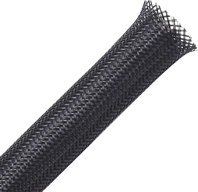 25ft - 3/4 inch PET Expandable Braided Sleeving – Black – Alex Tech Braided Cable Sleeve
