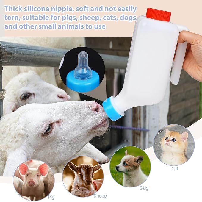 2pcs 800ml Lamb Feeding Bottle Thickened Goat Feeder Bottles Hang Upside Down Livestock Milk Bottle with Measurements Fawns Nursing Bottles for Goat Lamb Fawns Nigerian Dwarf Doeling (2pcs)
