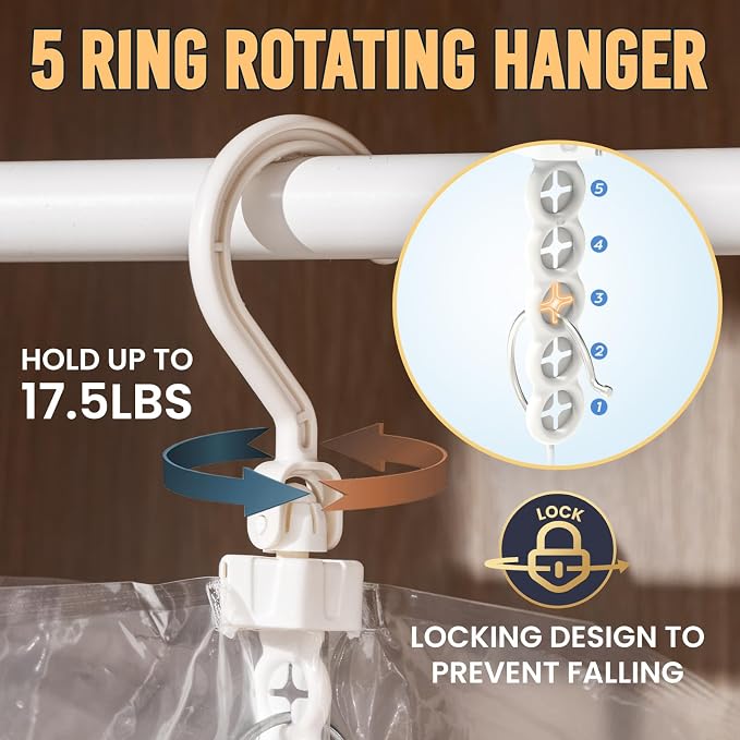 TAILI Hanging Vacuum Storage Bags for Clothes Space Saver 4 Combo Clear | Vacuum Seal Bags for Clothing Travel, Winter Clothes Storage Closet Organizers, Garment, Coats, Suits and Jackets