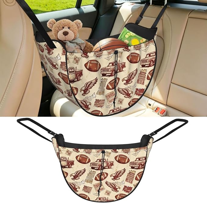 American Retro Car Seat Organizer-Backseat Storage Bag for Travel | Waterproof Durable. Holds Snacks Gear Essentials. Fits Most Cars.