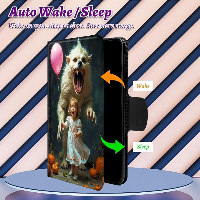 Rotating Handle Case for Samsung Galaxy Tab S10+ Plus 2024/S9 FE+ Plus/S9+ Plus 12.4" 2023, 360 Degree Swivel Kickstand with Magnetic Closure Leather Cover, White Tiger Balloon Girl