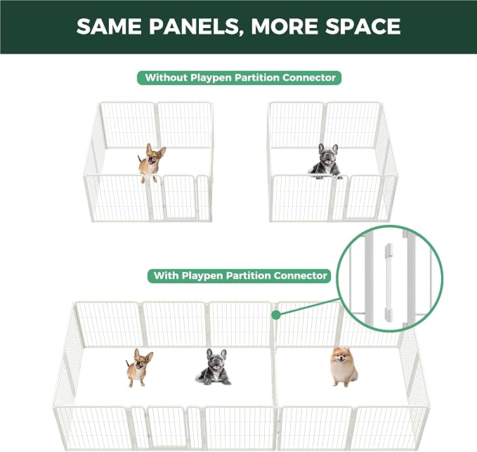 FXW Homeplus Indoor Dog Playpen with Divider Connectors, 24" H, 16 Panels | Calm Indoor Play Area, Two-Zone Layout, For Puppies & Small Dogs, Patented