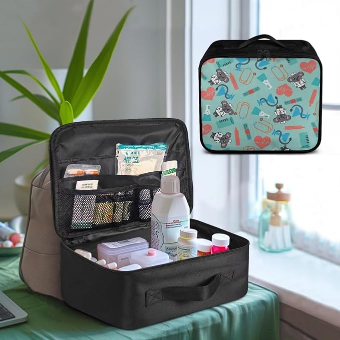 Travel Medicine Bag Koala Doctors First Aid Bag Empty Cute Medical Equipment Bag for School Travel Hiking Car Portable Medicine Organizer Travel Case Kids Empty First Aid Bag