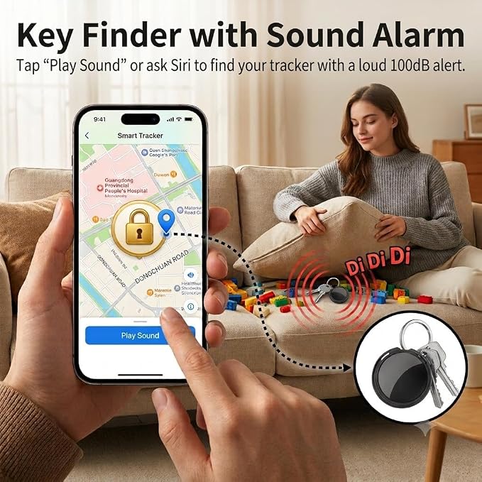 2 Pack Tracker Tags Item Finders for Apple Find My [MFi Certified] iOS Only | Waterproof Bluetooth Key Locator Replaceable Battery Worldwide Tracking Devices for Keys Wallets Bags Luggage Pets Dogs Cats