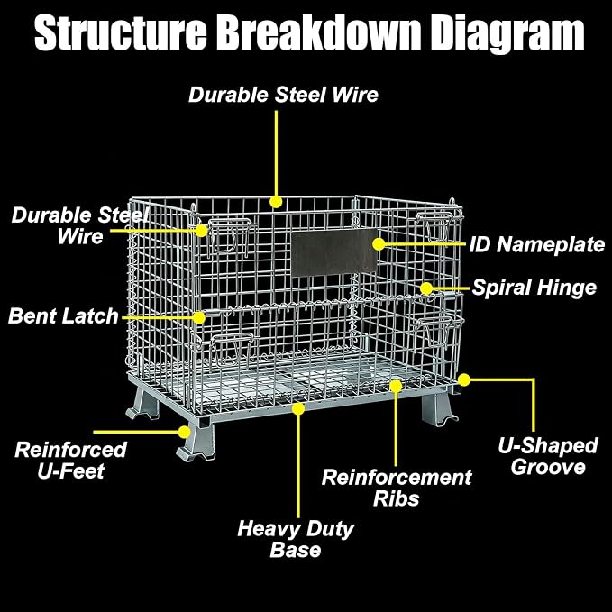 Foldable Metal Wire Storage Crate with Front Drop Door, Open-Top Mesh Design for Easy Access, Portable Organizer for Home, Office, and Pet Supplies