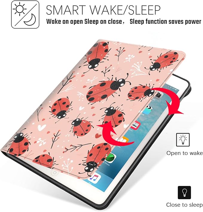 Tablet Case for iPad 10.5 Inch (iPad Air 3/Pro,2017/2019),Shockproof Protective Cover with Stand,Auto Wake/Sleep,Ladybug