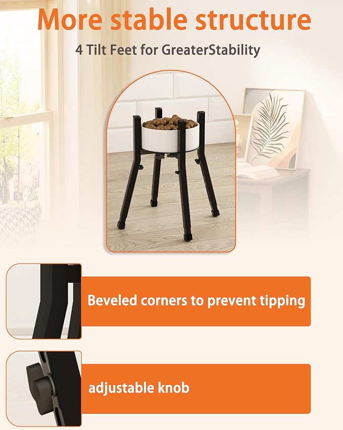 Piskyet Adjustable Raised Dog Bowl Stand for Large Dogs(Bowl not Included) | Adjustable Elevated Dog Bowl Fits 6-10" Bowls, Height Adjustable to 7.6-15" Tall,Single Food and Water Stand Feeder