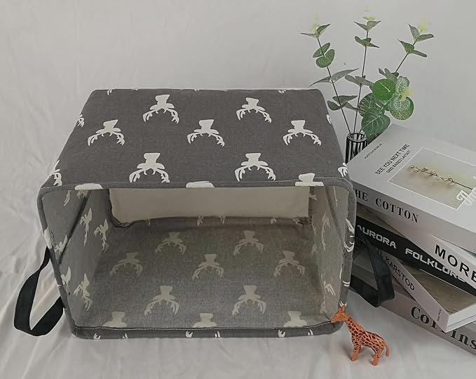 Kid Storage Basket Gift Shelf Basket Toy Storage Bin, Nursery Basket Organizer Box for Children Room Deco With Handles (Grey deer)