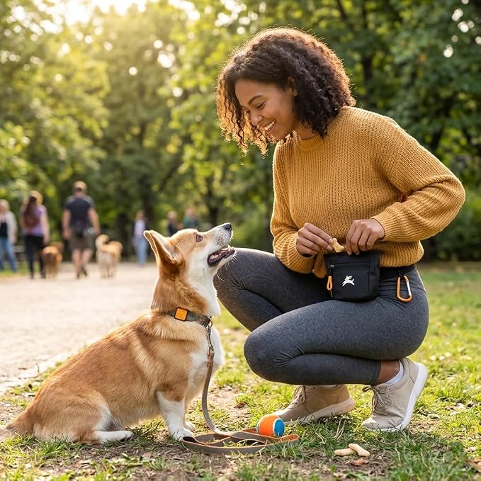 OllyDog, Goodie Treat Bag, Dog Treat Training Pouch | Magnetic Closure | 3 Ways to Wear | Hands-Free Waist Belt | Water-Resistant Recycled Vegan Fabric (Raven S'25)