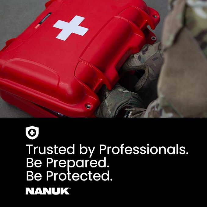 NANUK 909 Waterproof First Aid Box Empty – Durable, Medical First Aid Organizer Case, IP67-Rated, Dustproof, Impact-Resistant, and Floats (11.4" x 7.0" x 3.7") – Red | Floats (11.4' x 7.0' x 3.7'), Medical Organizer Case, IP67-Rated